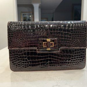 Brown Alligator Skin Gucci Clutch Purse